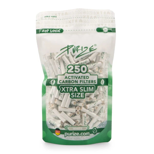 Purize Xtra Slim 6mm Activated Charcoal Filters - White - 250pc