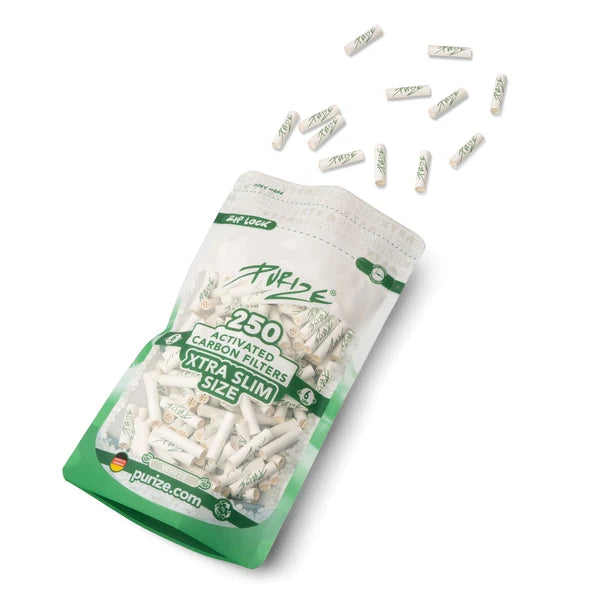Purize Xtra Slim 6mm Activated Charcoal Filters - White - 250pc