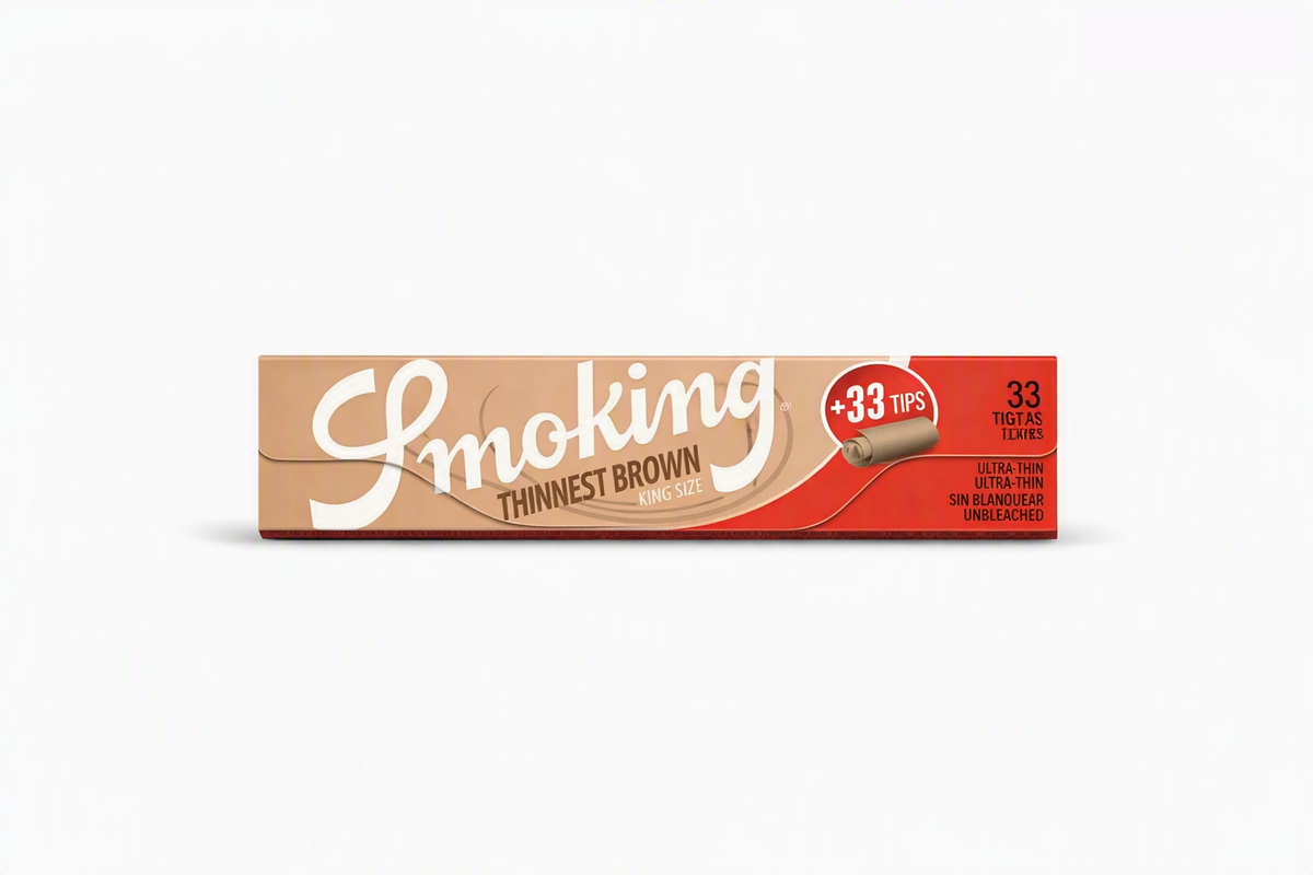 Smoking Thinnest Brown King Size Slim Rolling Papers With Tips