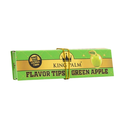 King Palm King Size Slim Rolling Papers With Flavoured Tips - Green Apple