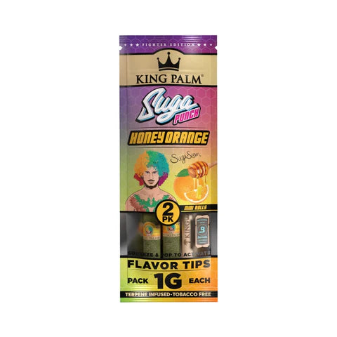 King Palm Terpene Infused Pre-Rolled Real Leaf Mini Rolls - Sugar Punch Honey Orange - 2pc