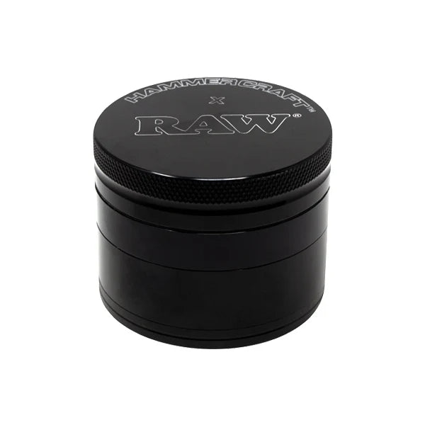 RAW x Hammercraft 4-Part Aluminium Grinder - Various Sizes - Black