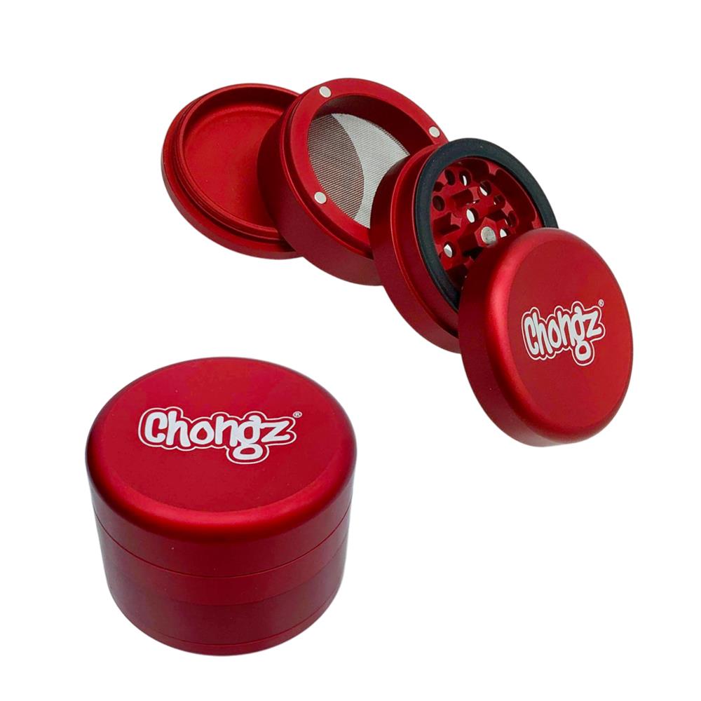 Chongz Bearing 62mm 4-Part Sifter Grinder - Matte Red
