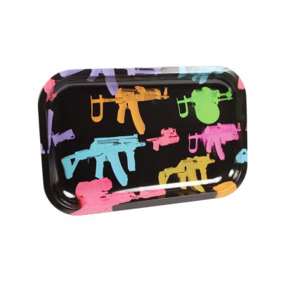 Small Metal Rolling Tray - Guns