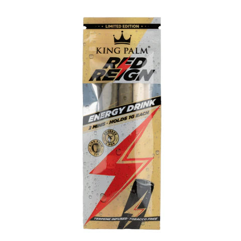 King Palm Terpene Infused Pre-Rolled Real Leaf Mini Rolls - Red Reign Energy Drink - 2pc