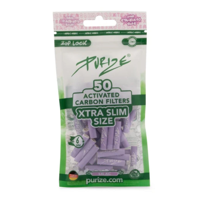 Purize Xtra Slim 6mm Activated Charcoal Filters - Lilac - 50pc