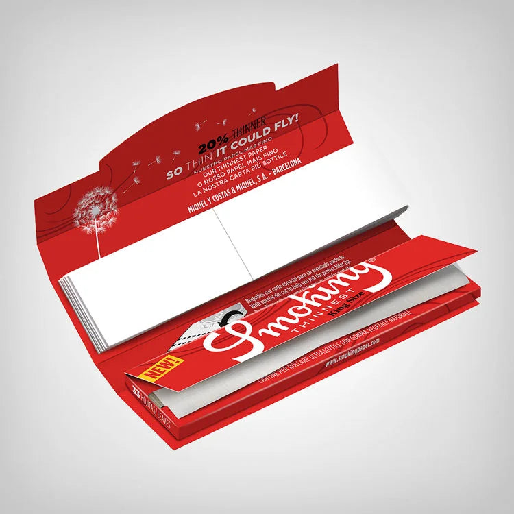 Smoking Red Thinnest Rolling Papers With Tips